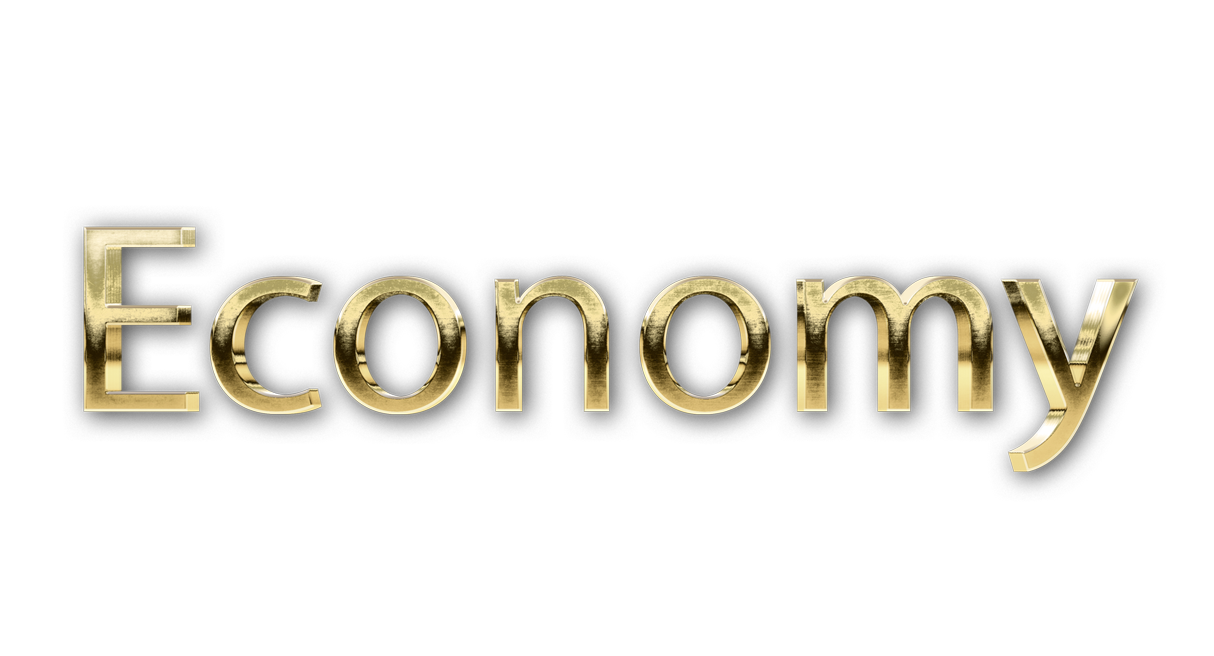 3D WORD ECONOMY gold text effects art typography PNG images free